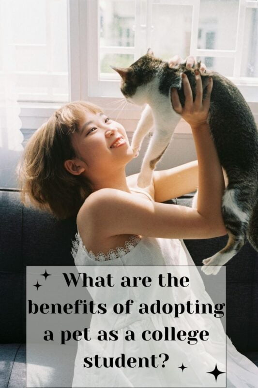 What are the benefits of adopting a pet as a college student?