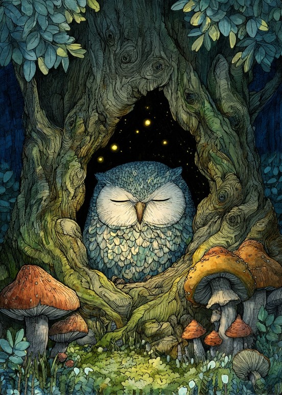 1 Owl Miniature Art Card